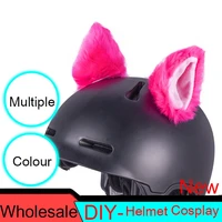 2pcsset plush motorcycle helmet cute cat ears motocross full face off road helmet deco accessories sticker cosplay car styling