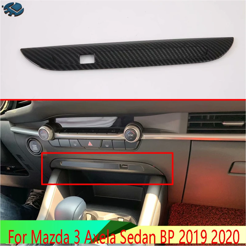 

For Mazda 3 Axela Sedan BP 2019 2020 Car Accessories Carbon Fiber Style Front USB interface frame decoration