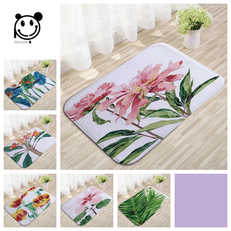 Напольные коврики с принтом зеленых растений замшевый нескользящий коврик для