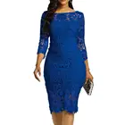 Женское Привлекательное платье с круглым вырезом и рукавом три четверти, облегающее кружевное офисное платье до колена для весны, 2021