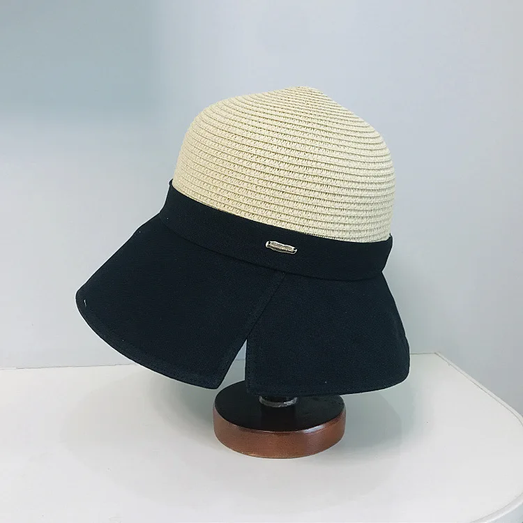 202104-may-js new summer paper patchwork cloth brim sunshade  lady bucket cap  women  fishermen hat