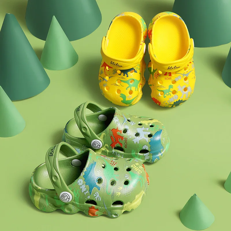 Kids Sandals Summer Baby Children Clogs Mules Boys Dinosaur Garden Shoes Beach Flat Cave Hole Sandals Toddler Slippers For Girls