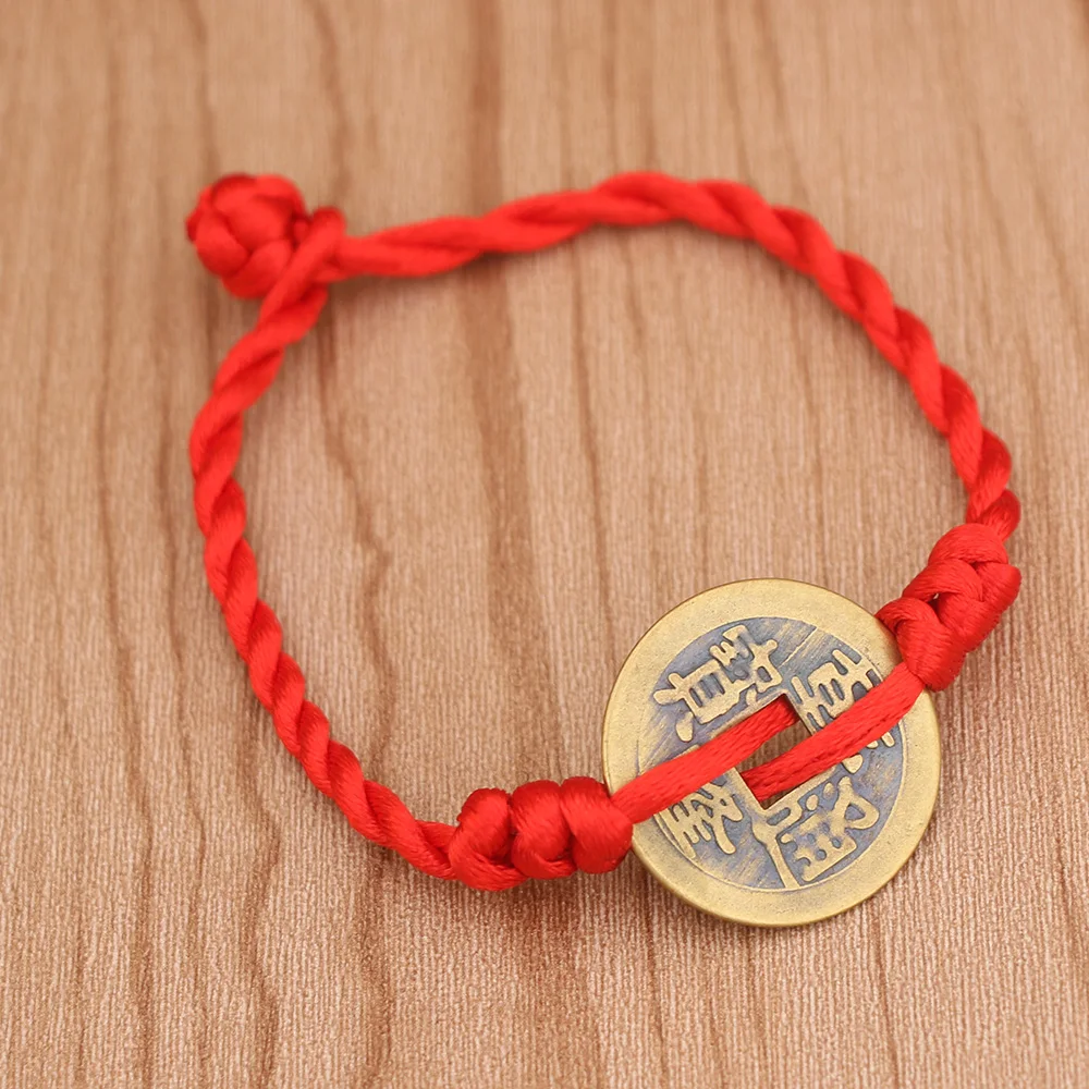 

2020 Lucky Five Emperor Money True Copper Money Red Rope Bracelet Hand Strap Red Line Charm Men & Women Good Luck Bracelet