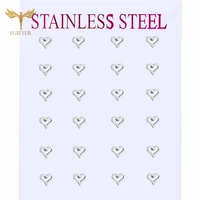 2021 women simple fashion hollow heart shaped earrings 5 7mm unisex couple ear studs stainless steel jewelry cheap wholesales