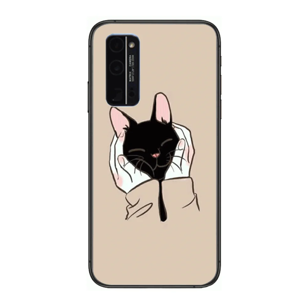 

Exquisite Cute Phone Case Hull For Huawei Honor 8 9 10 20 30 A S Lite Pro 5g i Black Back Soft Cell Cover Pretty