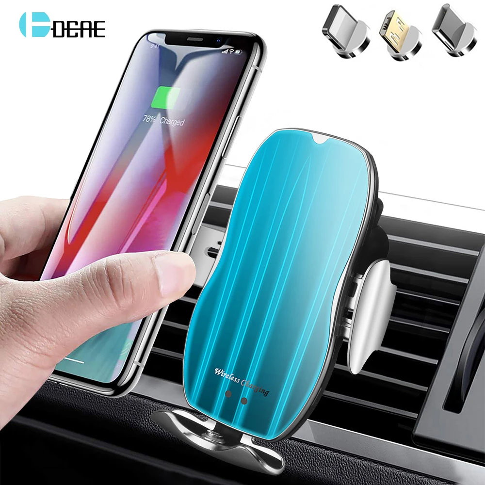 Автомобильное беспроводное зарядное устройство 15 Вт для iPhone 11 XS XR X 8 7 Samsung S20 S10