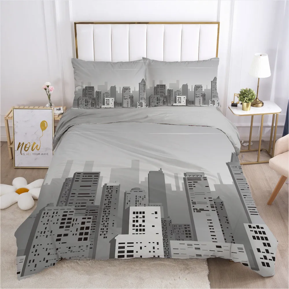 

3D Print Bedding Set City Evening Sun Shining Night Frinds Gift Bedding Sheet Duvet Cover Set Home Textiles