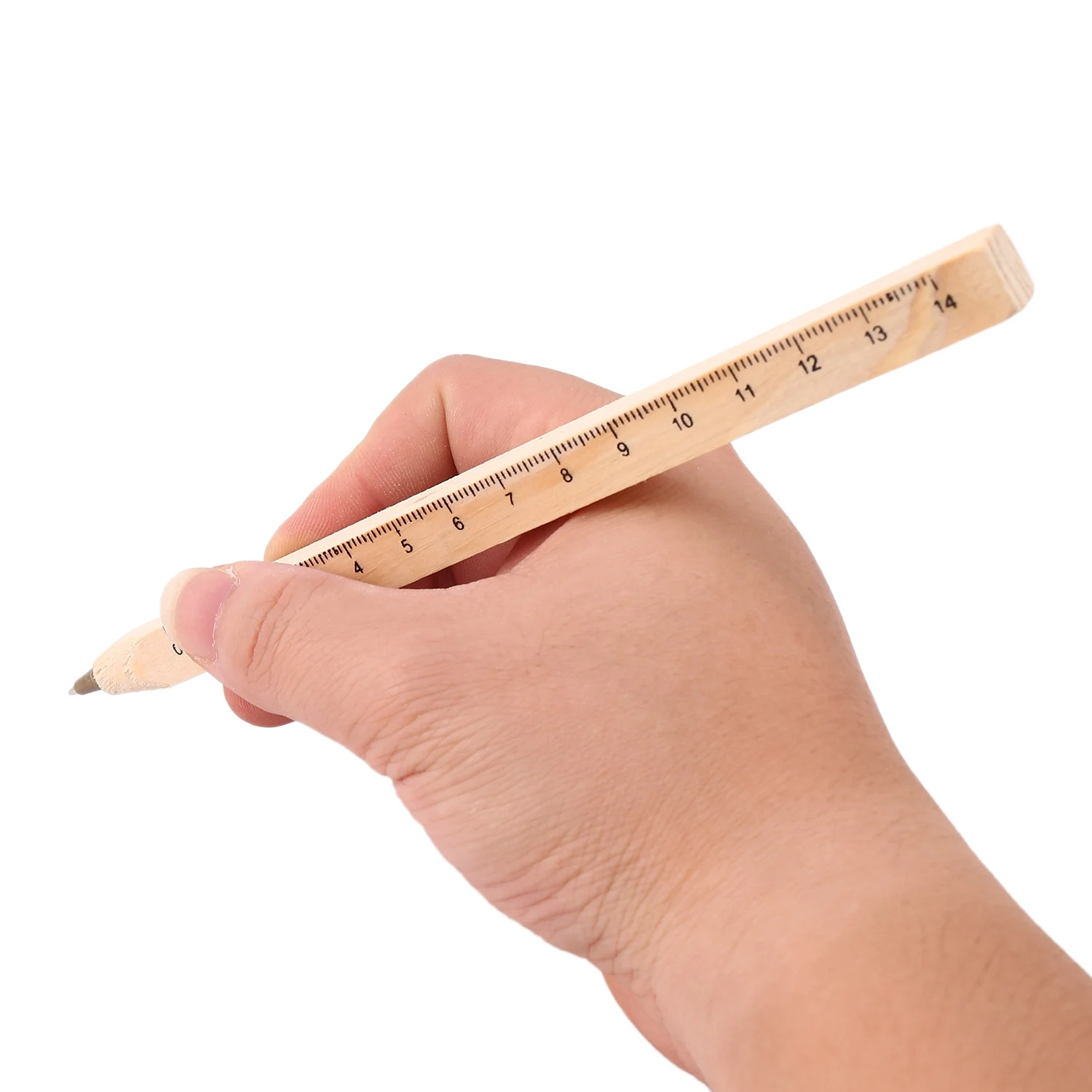 

50 Pcs/Lot Wooden Ball Pen with Ruler Convenient Practical Stationery Office Ball Point Pen School Supplies