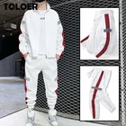 Костюм спортивный мужской в стиле пэчворк, кофта и брюки, Повседневная Уличная одежда, комплект спортивной одежды, в стиле хип-хоп, весна-осень