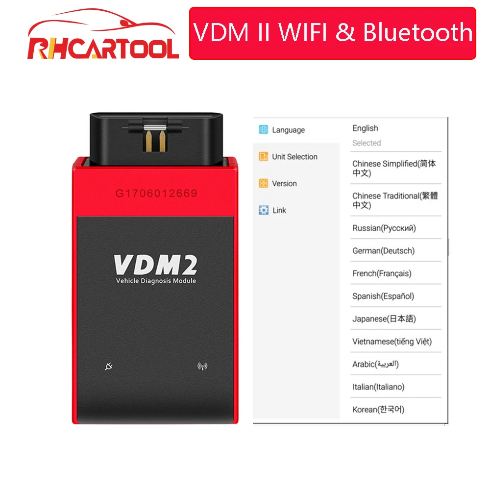 OBD2 UCANDAS VDM2 VDM II Полная система V3.9 Wifi OBD2 автоматический диагностический инструмент VDMII для Android VDM 2 OBDII сканера кода