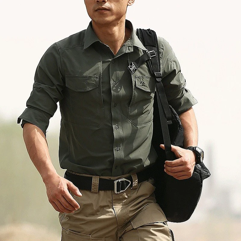 Premium Quality Lightweight Military Shirt Spring Summer Male Breathable Quick Dry Stretch Multi Pockets Army Tactical Shirt