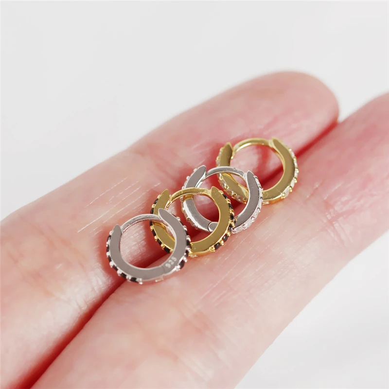 

CANNER 925 Sterling Silver Rainbow Zircon CZ Huggie Hoop Earring Piercing Pendiente Plata 925 Luxury Fashion Delicate Jewelry