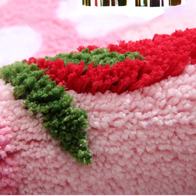 toilet absorbent mat nonslip bathroom bath rugs bedroom doormat lovely cartoon strawberries pink flooring decor outdoor door mat free global shipping