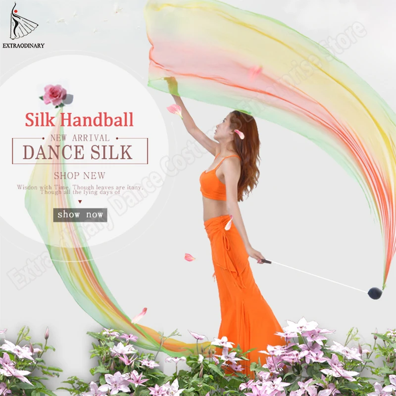 Женский реквизит для танца живота шелковая фата Poi ручной шарф выступления на