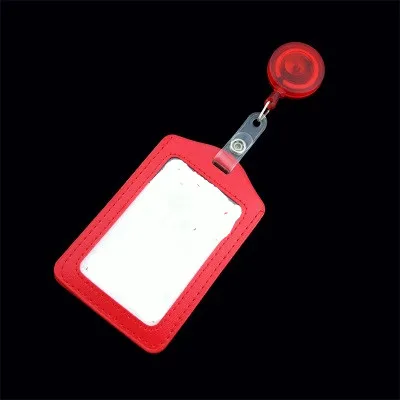 1 шт. из искусственной кожи ID держатель для карт с значком выдвижные катушки Имя тег офисные принадлежности