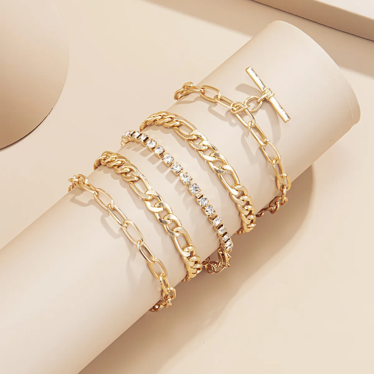 

4Pcs/Set Punk Curb Cuban Chain Bracelets Set for Women Miami Boho Thick Gold Color Charm Bracelets Bangles Fashion Jewelry