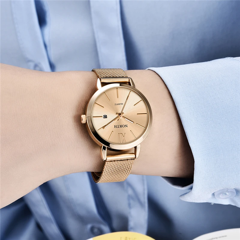 Женские часы NORTH роскошные брендовые кварцевые женские модные водонепроницаемые