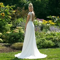 simple little mermaid wedding dress summer robe elegant bridal chiffon long beach wedding dresses lace bodice