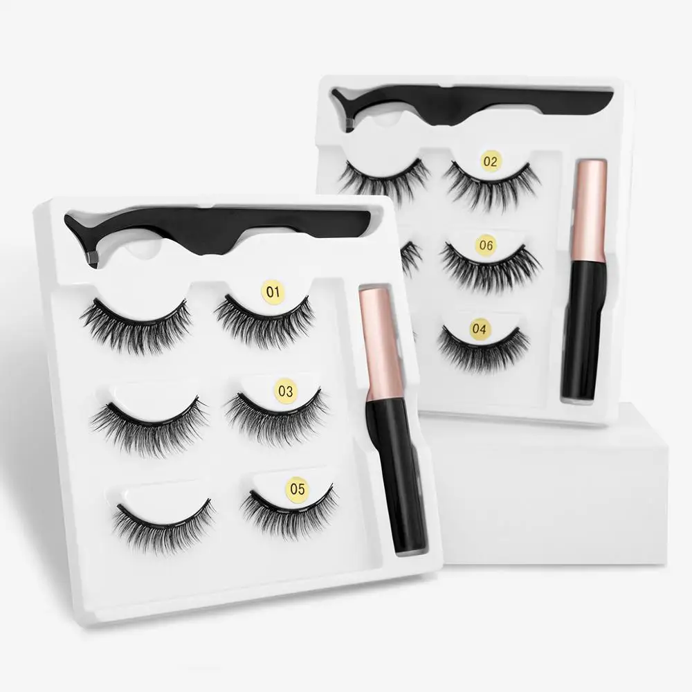 SEXYSHEEP Magnetic Eyelashes Eyeliner Eyelash Curler Set5 Magnet Natural Long False With | Красота и здоровье