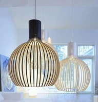 spherical chandelier creative personality wood art lamp simple living room study lamp