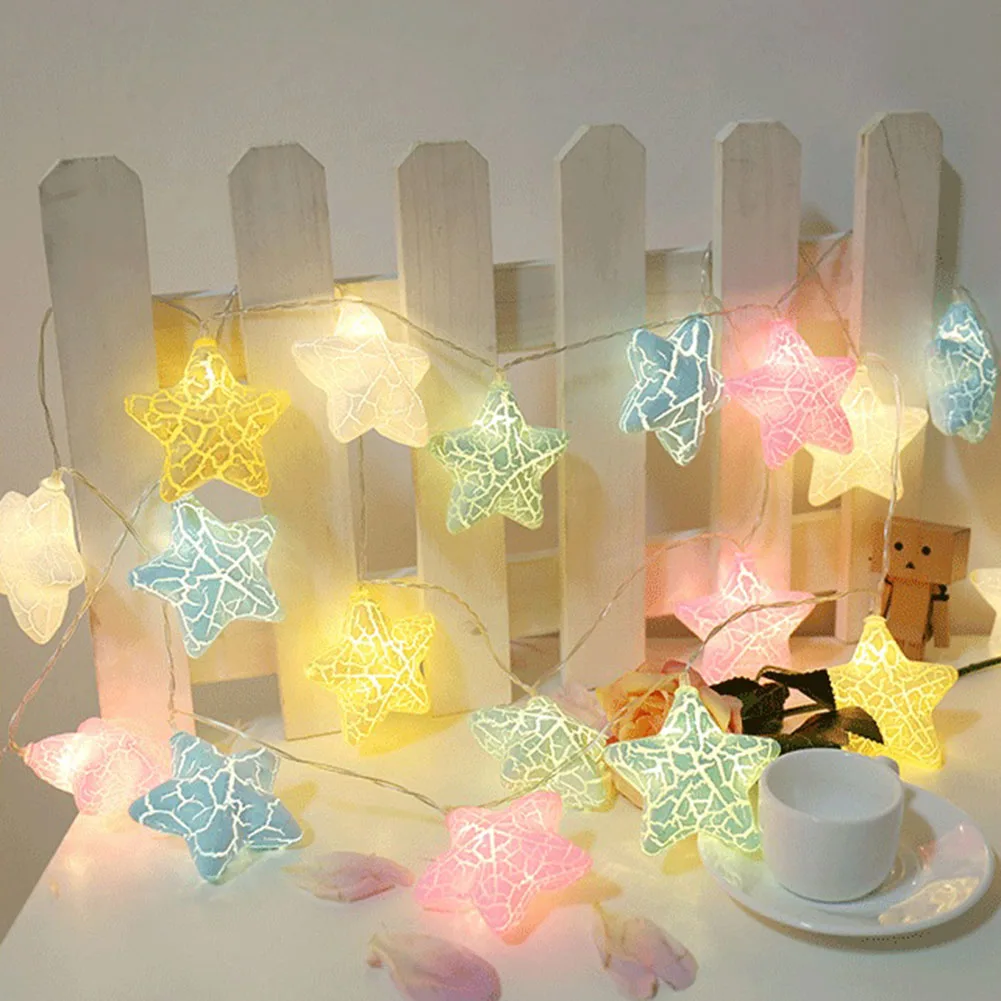 

LED Fairy Light Garland Cracks Stars String Lights for Christmas Wedding Party Ornament Bedroom Living Room Garden Decorations