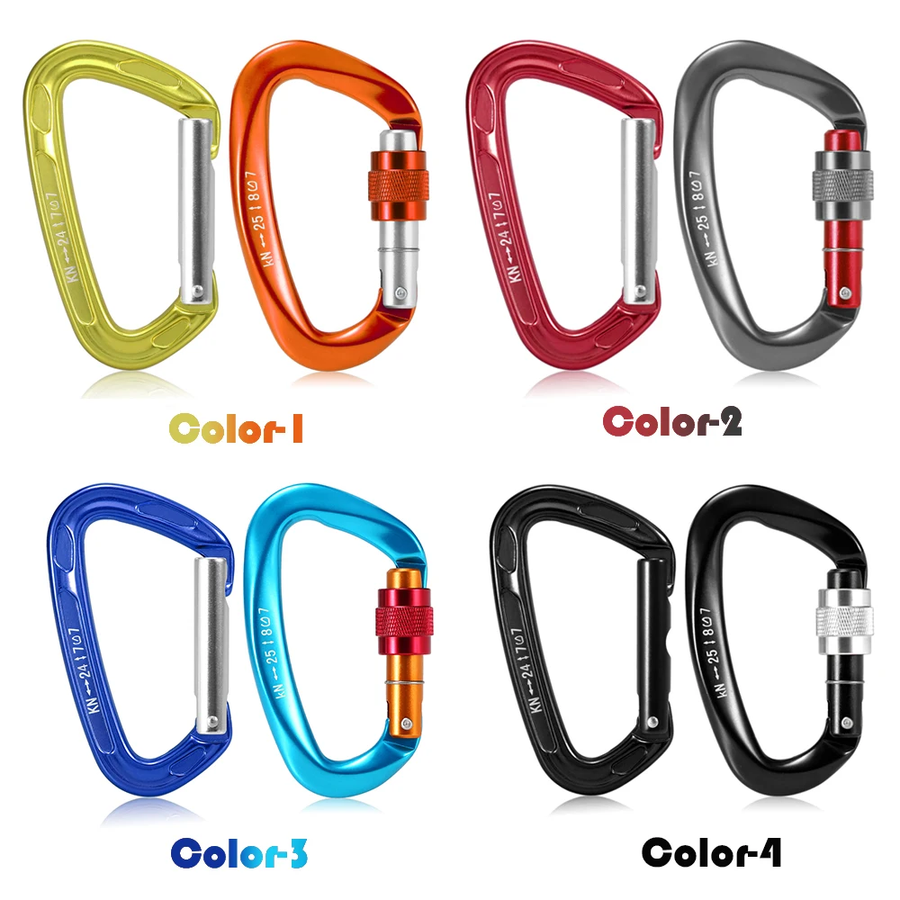 Открытый 24KN Поворотный замок карабин Авто d-кольцо Пряжка для скалолазания Rappelling