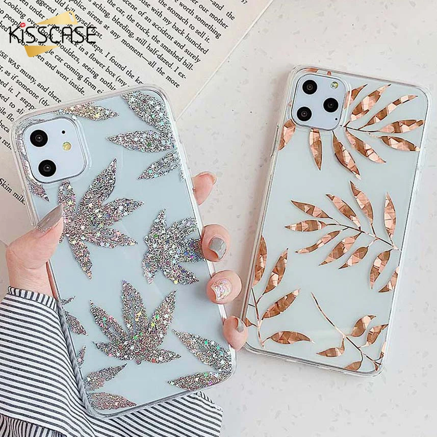 KISSCASE Блестящий Прозрачный чехол для iPhone 11 Pro Max XR XS MAX X 10 8 7 Plus с гальваническим