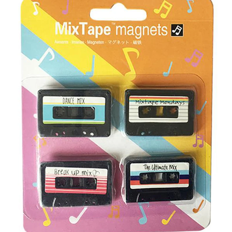4 Pcs/Set Nostalgic Cassette Record Fridge Magnet Cute Souvenir Gifts Home Refrigerators Decor Magnetic Sticker Toy | Дом и сад