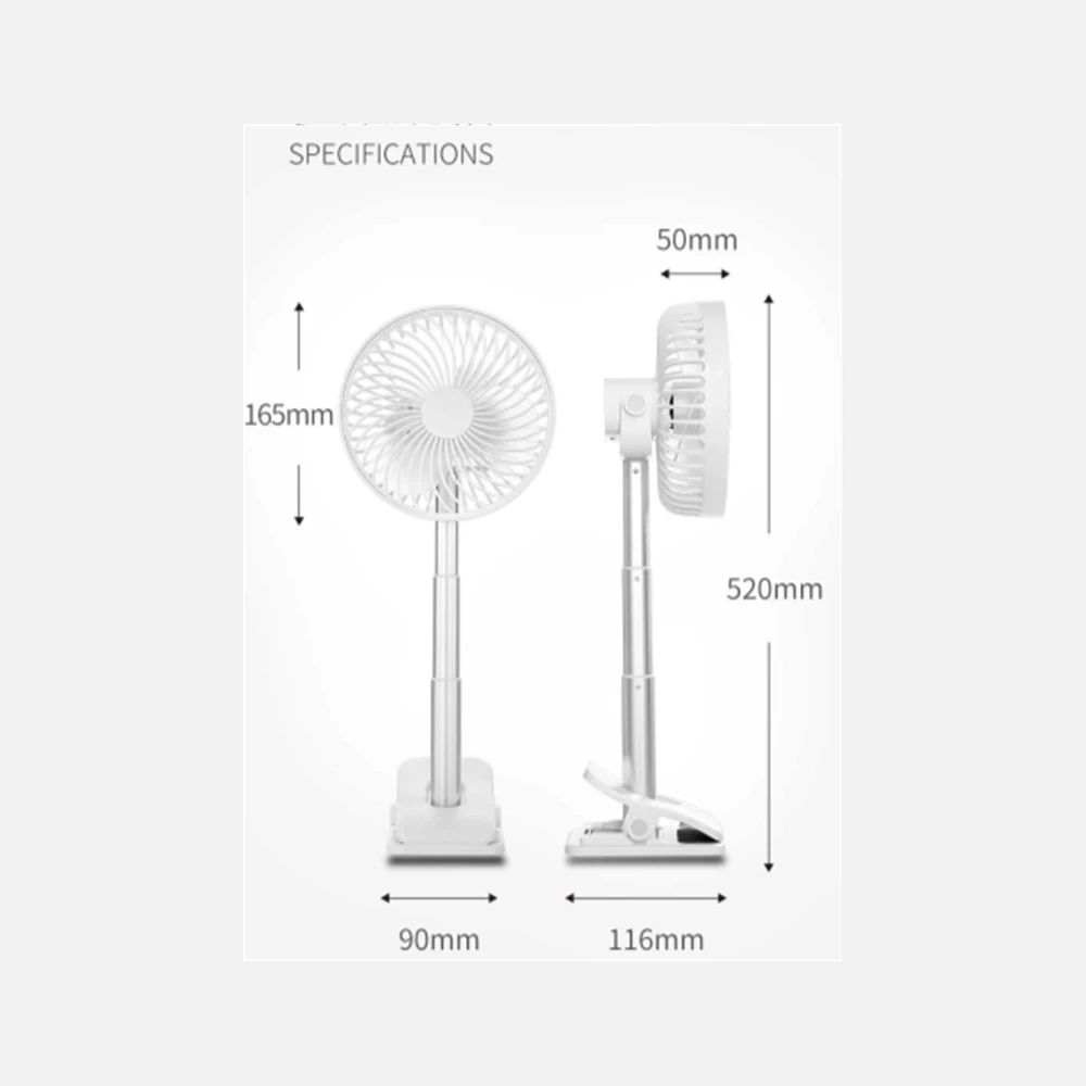 

Small Portable Desk Fan with Clip Quiet Fans for Bed Office Tent White Mini Fan with 2600mAh Rechargeable Battery 4Speed 2 Timer