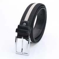 tj tianjun mens canvas belt new korean style pin button contrast color stripe belt casual versatile decorative mens belt 054
