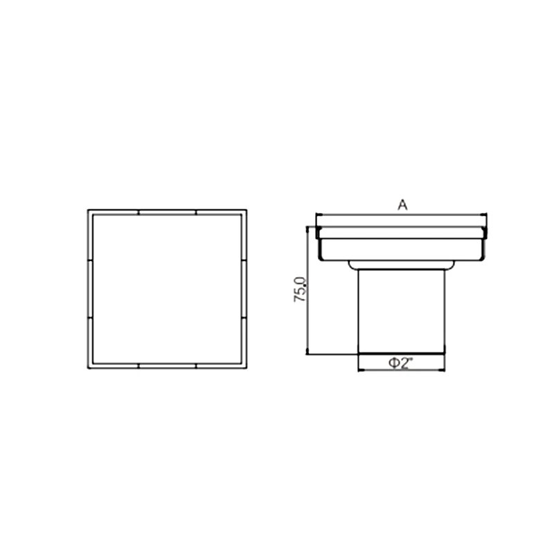 

Односторонний металлический 4 "анти-запах квадратный вертикальный фотографический быстросъемный Слив для пола