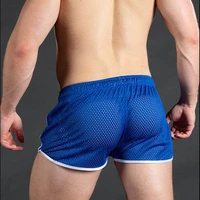 2pcslot new gym mens sport running shorts male quick drying breathable sexy beach outdoor leisure fitness training pants