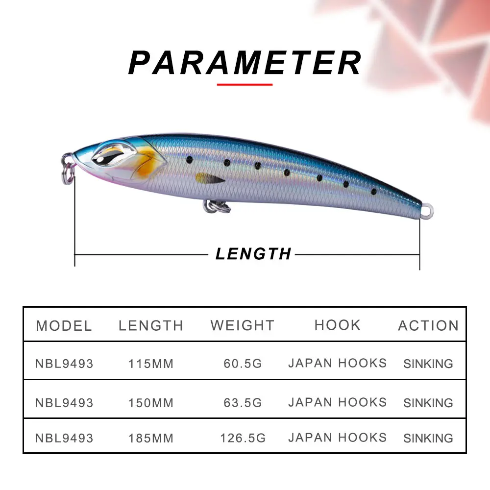 NOEBY stickbait приманка для рыбалки карандаш crankbait 115 мм 150 185 Жесткая наживка isca