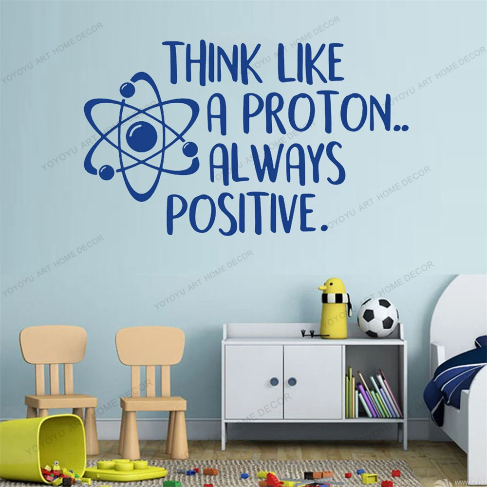 

Science Quote Poster Inspirational Think Like A Proton Always Positive Wall Decal Wall Sticker School Education Vinyl Art CX1000