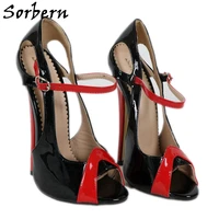 sorbern sexy peep toe women pump shoes high heel stilettos mary janes straps stilettos fetish shoe custom multi color goth shoes
