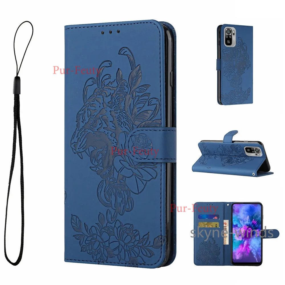 

Чехол-подставка для телефона Xiaomi Redmi Note 10 Pro, кожаный флип-кошелек с тиснением Тигра для Redmi Note10 Pro, coque fundas