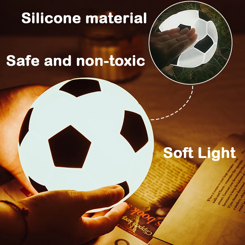 

LED Night Light 3D Football USB Rechargeable Silicone Touch Light Holiday Gift Bedroom Light