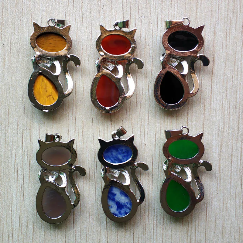Подвески в форме кошки из натурального камня 12 шт./лот 2019 | Украшения и аксессуары