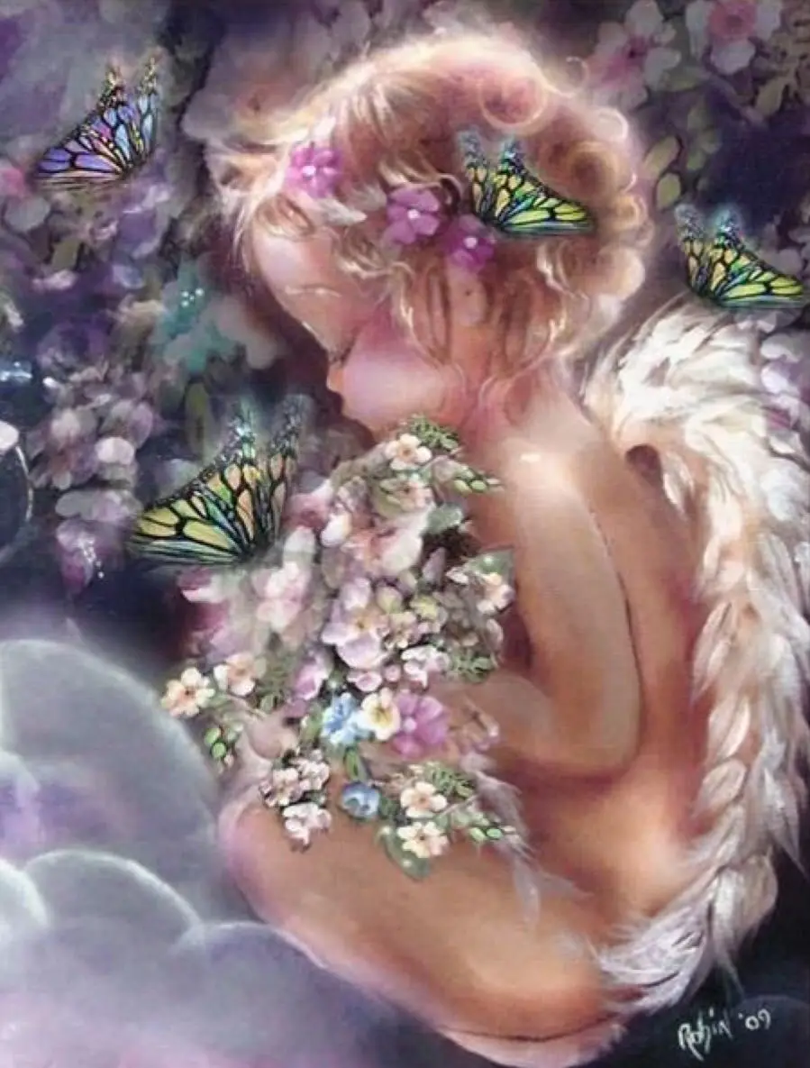 

Div 5D Angel Baby Girl Butterfly Floral Flower Leaves Leaf Full Diamond Painting kits art Scenic 3D paint by diamonds