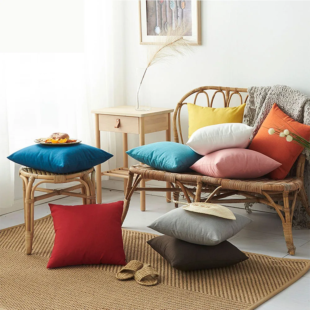 

2021 New Modern Simple Home Decoration Solid Color Waterproof Sofa Cushion Covers Multicolor 45x45cm Pillowcase