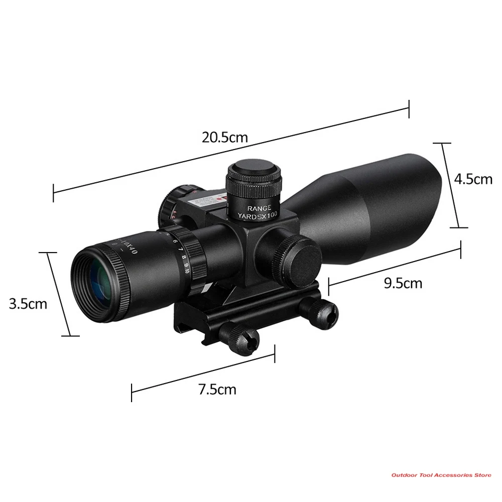 Tactical Red dot lase sight 2.5-10X40 Riflescope red green Illuminated Laser Scope Hunting Optics air Sight | Спорт и развлечения