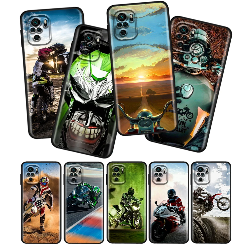 

Retro Moto Cross Motorcycle For Xiaomi Redmi Note 10 9 Pro Max 10T 9T 9S 10 9 8 7 6 5 Pro 4X Silicone Soft Black Phone Case