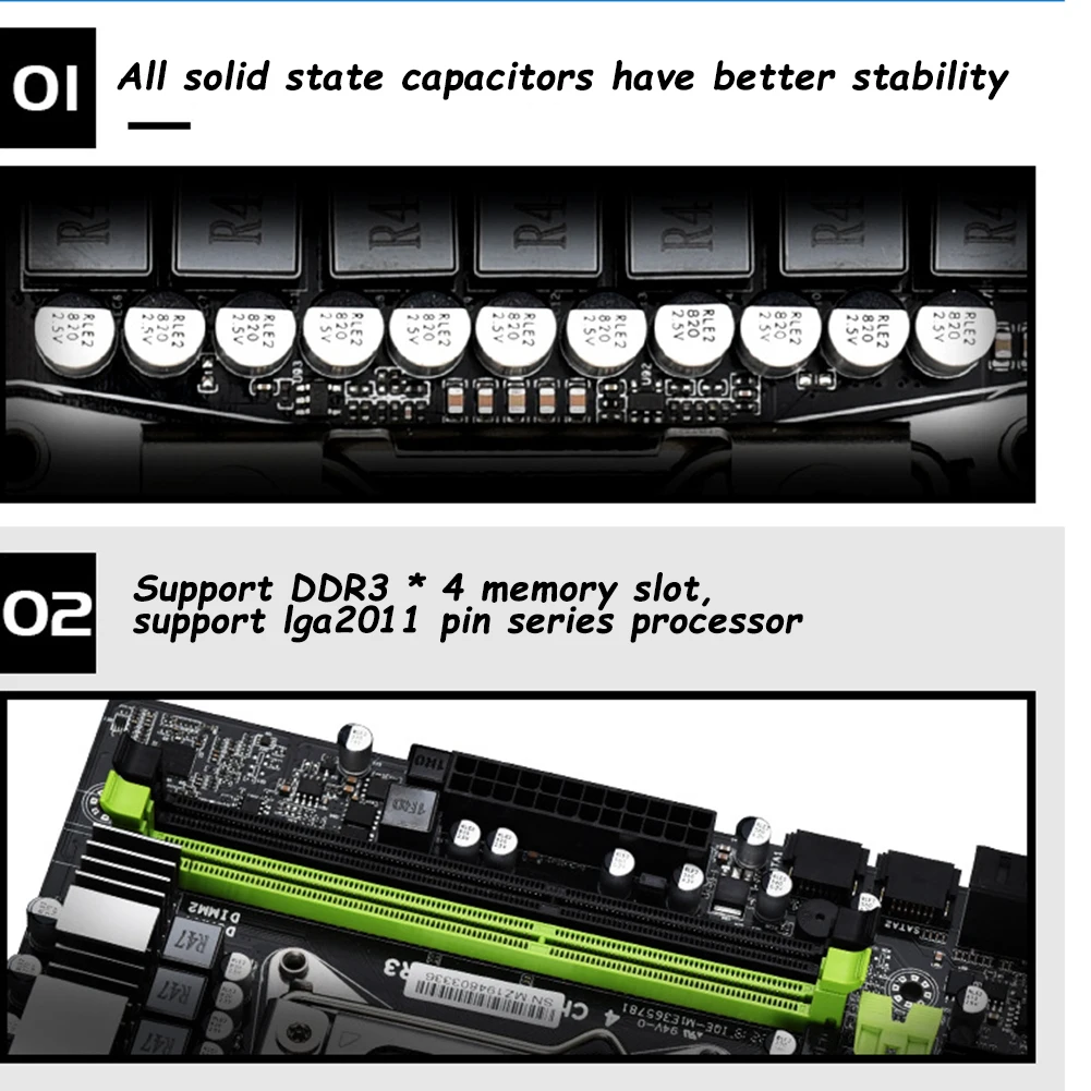 

X79 Dual Channels Motherboard Mainboard USB2.0 PCIE M.2 NVME SSD LGA 2011 SATA Support E5 V2 Memory 4DDR3 Motherboard SATA Data