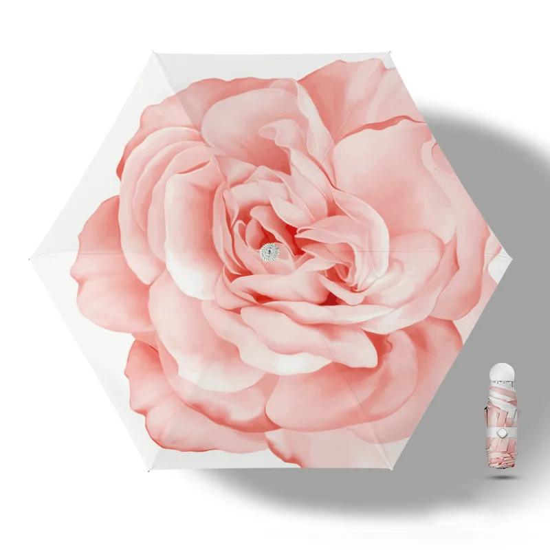 

Ultralight Mini Sun Umbrella Women Anti Uv Pocket Umbrella Five Folding Tiny Fabric Parasol Sonnenschirm Travel Umbrellas AB50UB