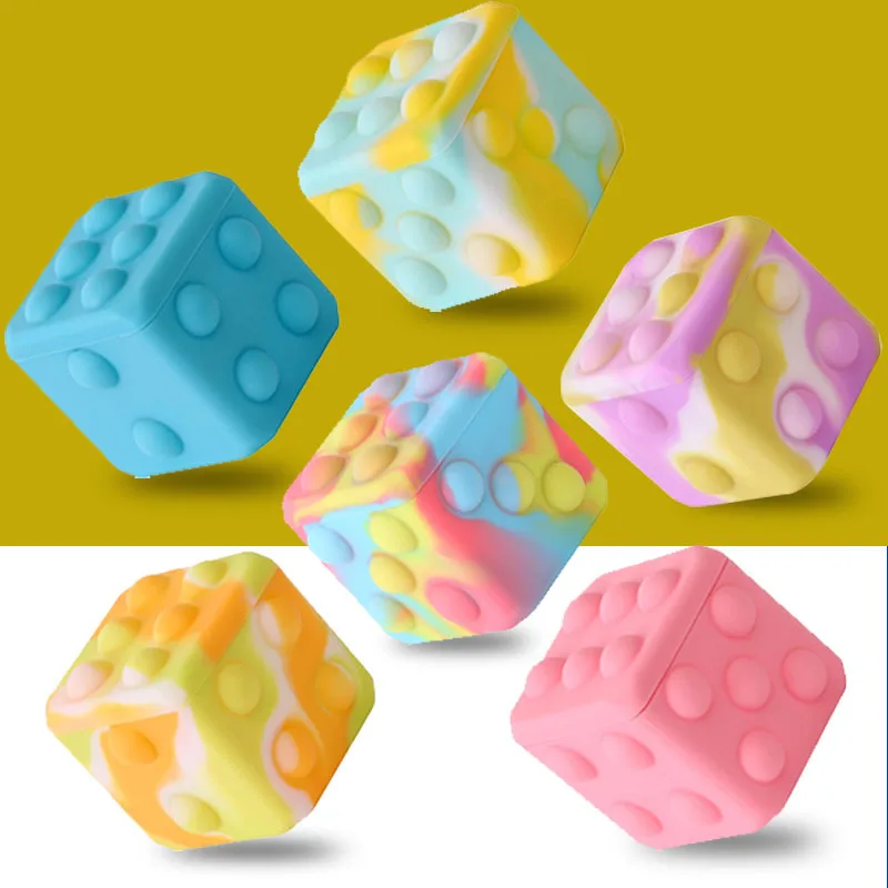 

New Stress Relief Balls Children's Decompression 3D Stereoscopic Dice Silicone Squishy Bubble Ball Anti-rat Pioneer Fidget Toys