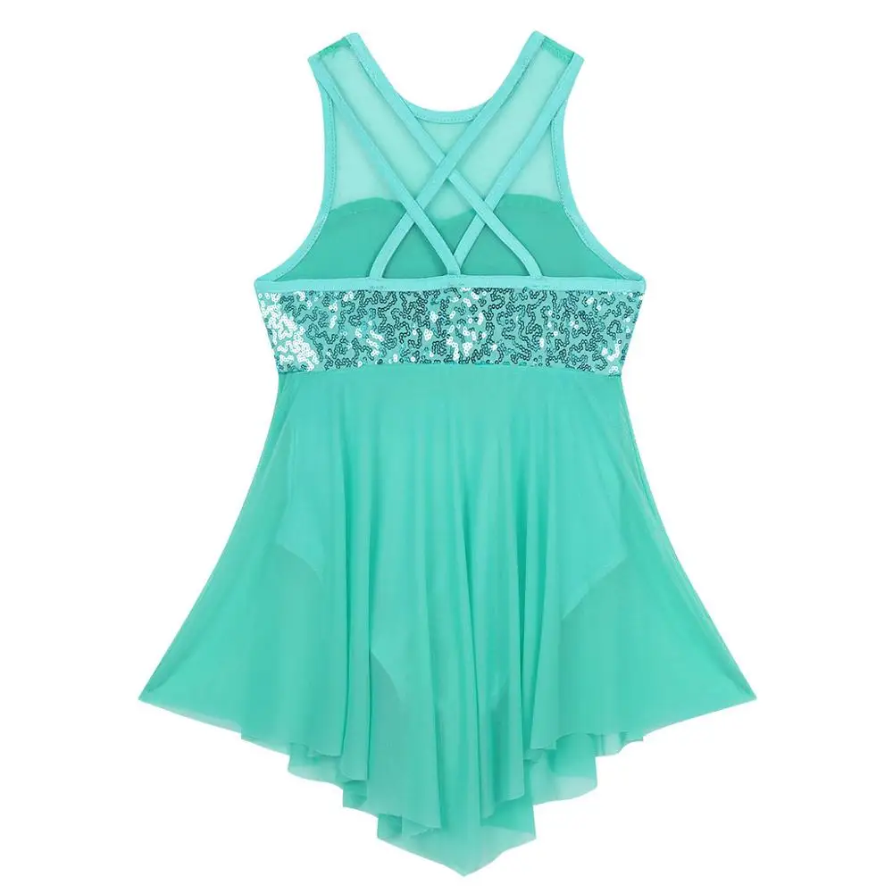 Детское асимметричное балетное платье-пачка с блестками для девочек детские