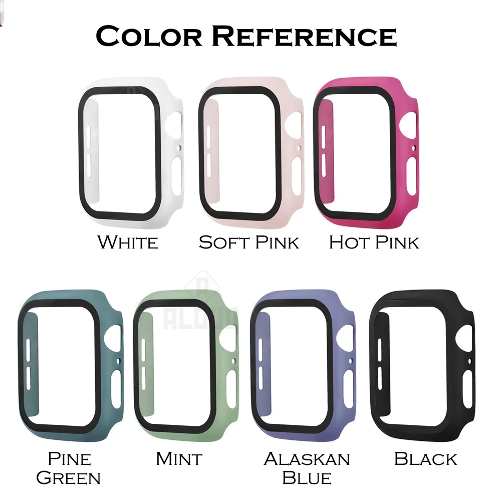Чехол для Apple Watch series 5 4 3 2 1 матовый пластиковый бампер Жесткий со стеклянной