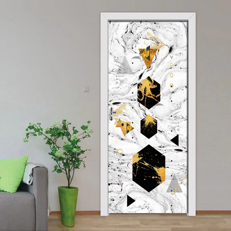 Абстрактная Геометрическая чернильная живопись Настенная Наклейка на дверь