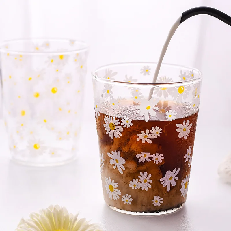 Креативная стеклянная чашка для маргариток термостойкая завтрака кружка молока