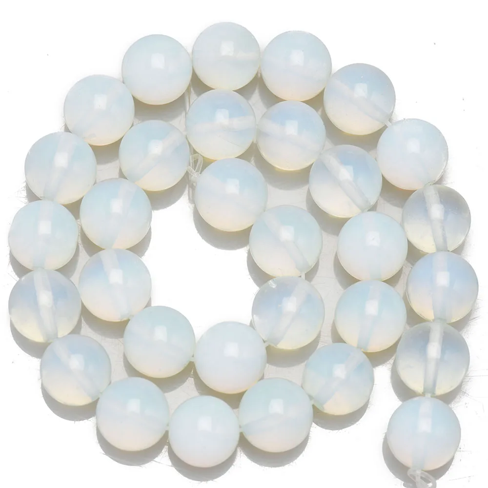 Великолепный Синтетический Белый опал гладкие круглые свободные бусины 4 мм 6 8 10